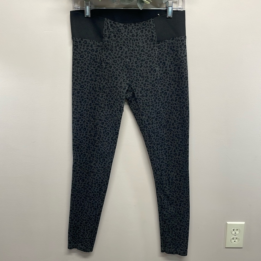 Loft Leopard Animal Print Ponte Mid Rise Leggings Wide Elastic Waistband S
